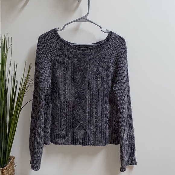 Sweaters - Grey velvet knit sweater 🤍
